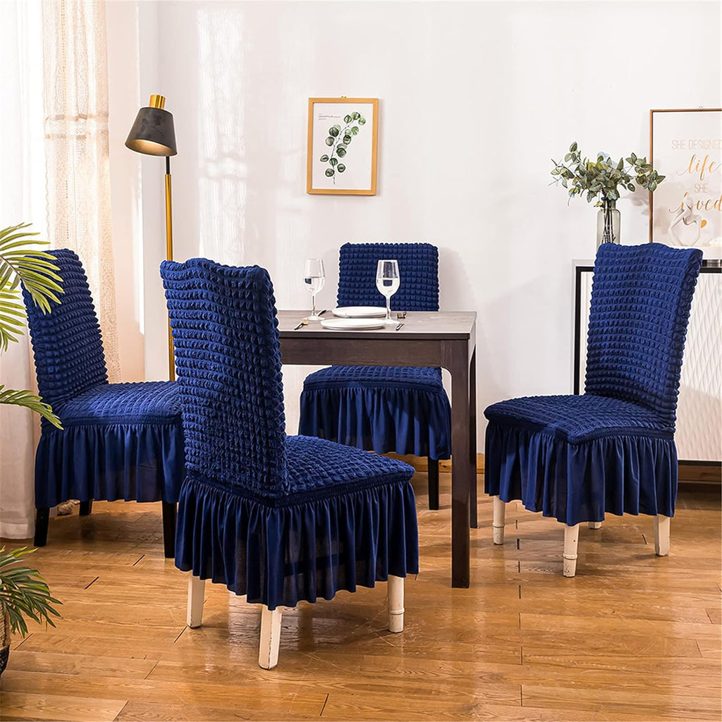 2025 Turkish Bubble Frill Chair Covers : Navy