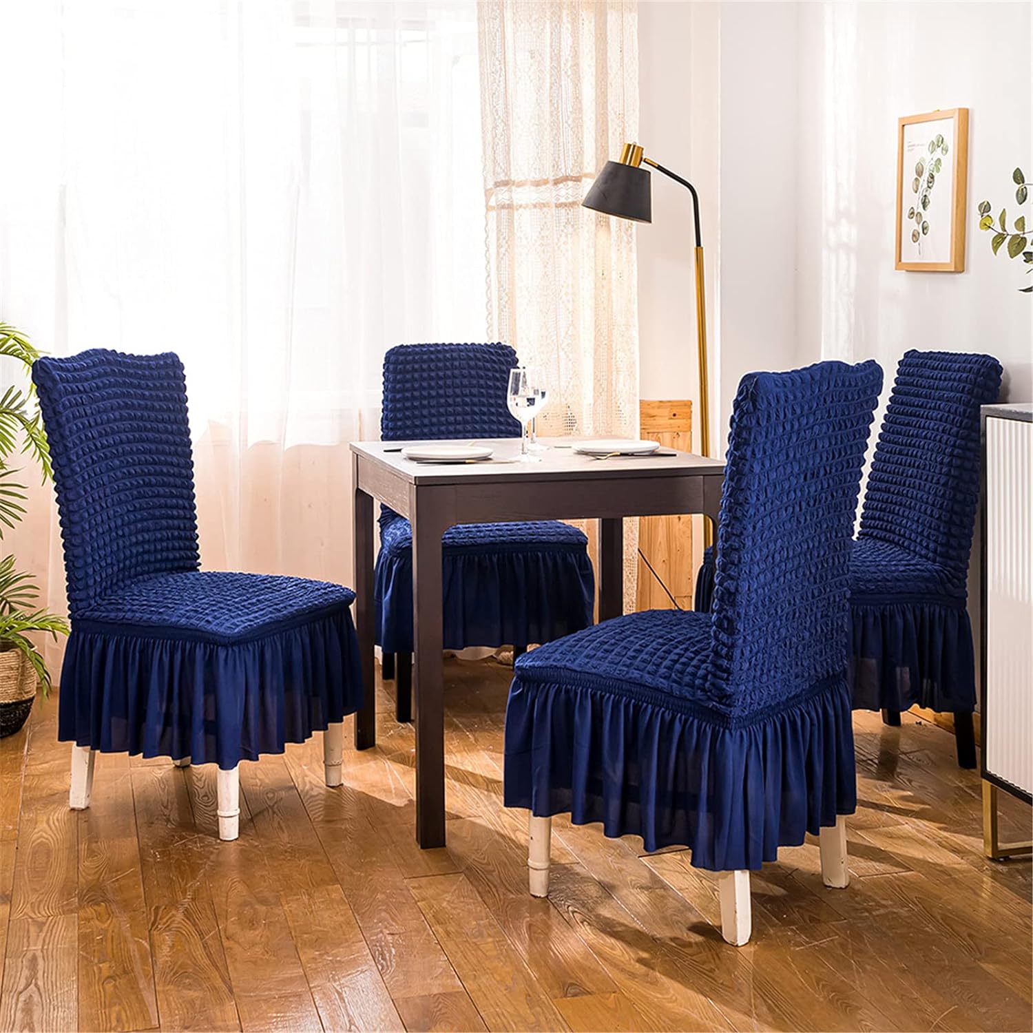 2025 Turkish Bubble Frill Chair Covers : Navy
