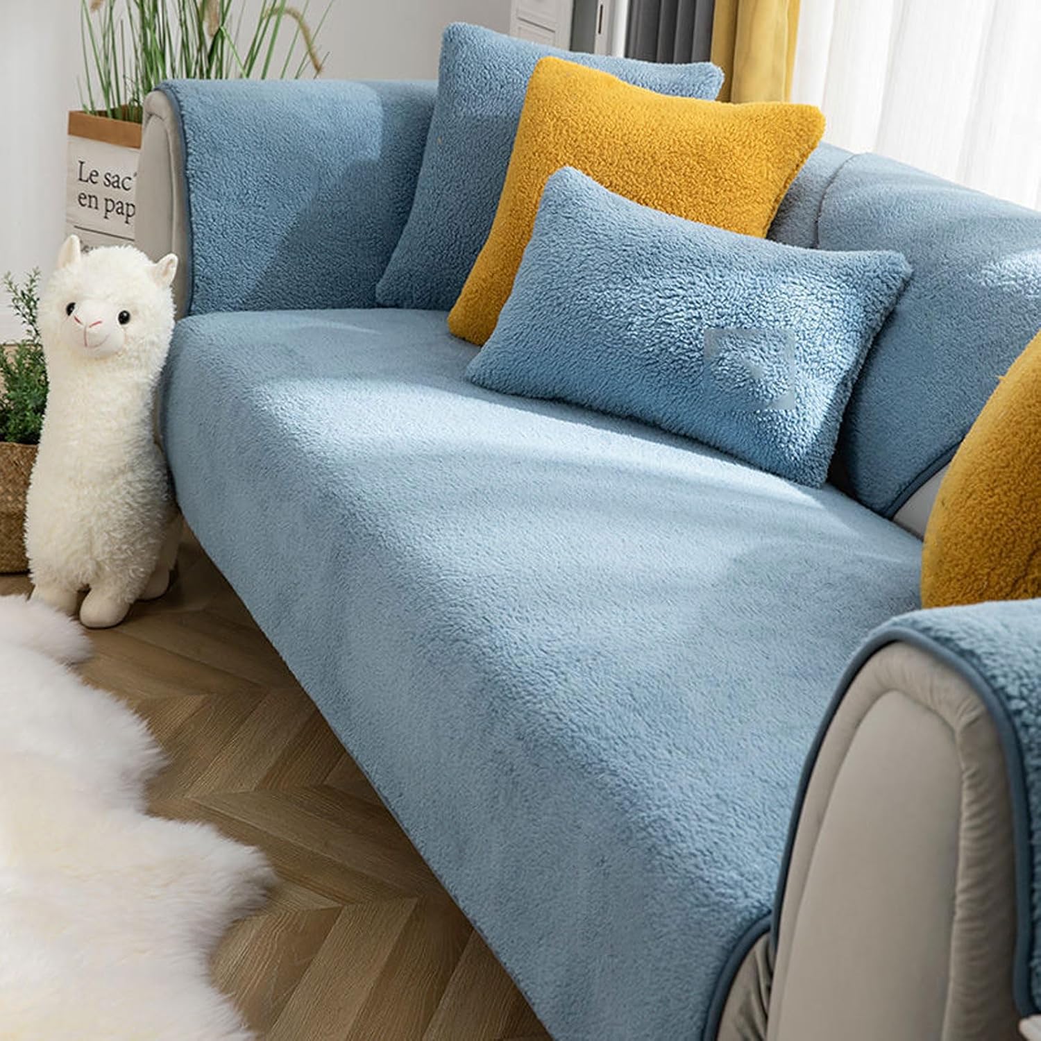 Sherpa Non-Slip Sofa Mat - Blue