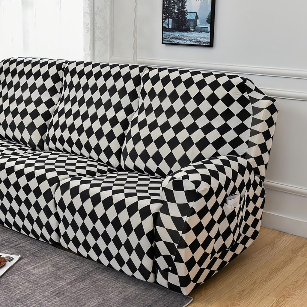 Premium Printed Recliner Sofa Cover : Maze Black