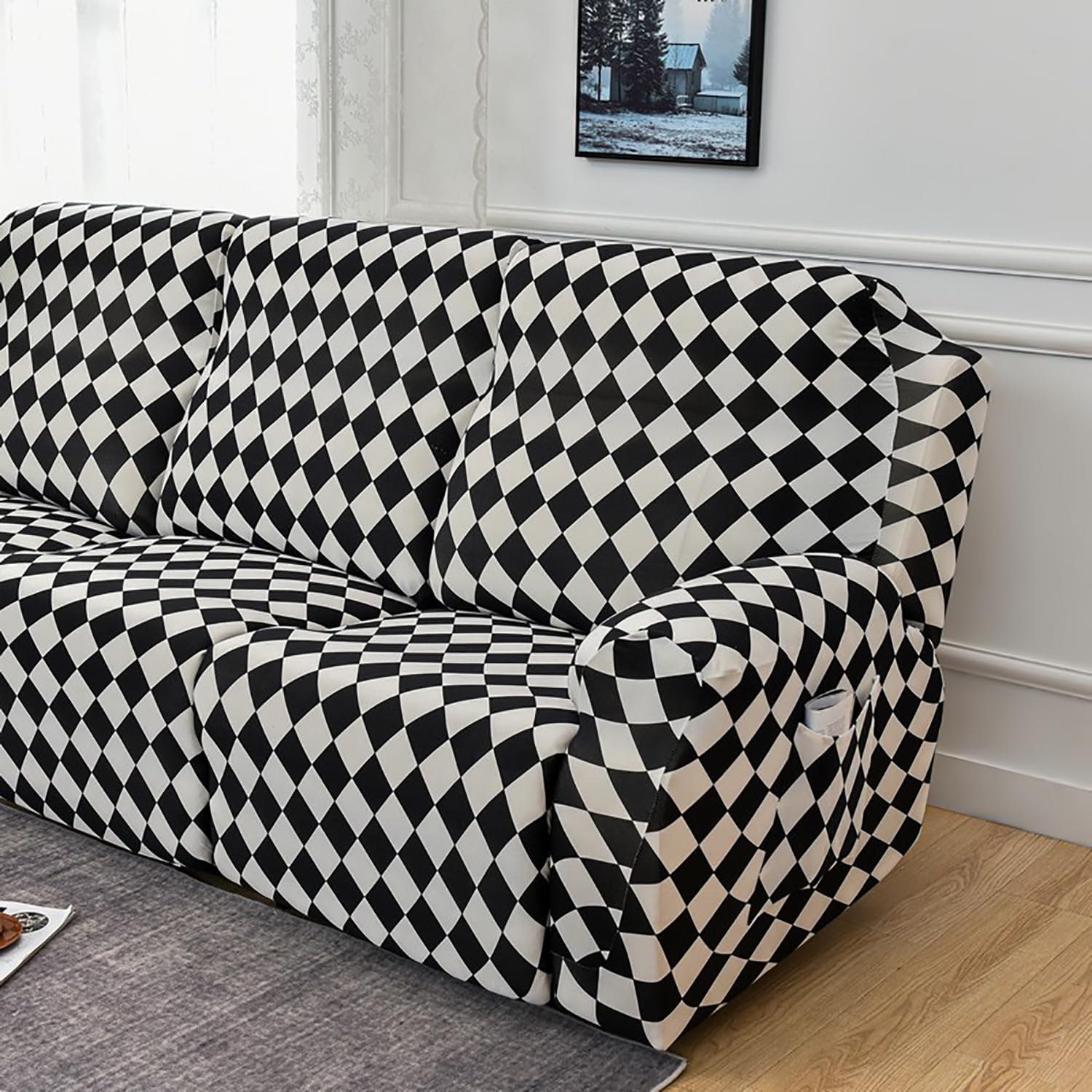 Premium Printed Recliner Sofa Cover : Maze Black