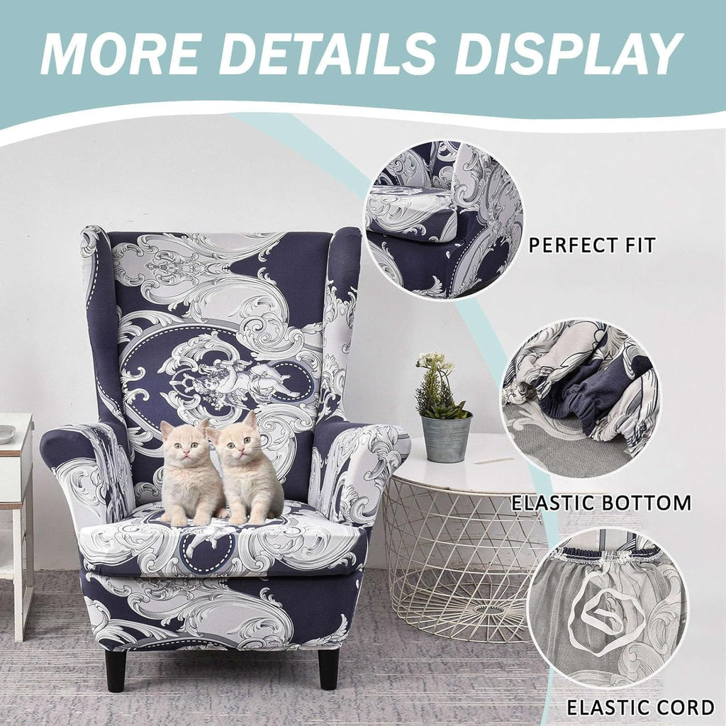 SnugFit Wingback Chair Slipcover - American Blue