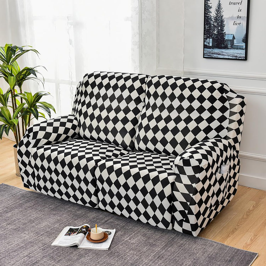 Premium Printed Recliner Sofa Cover : Maze Black