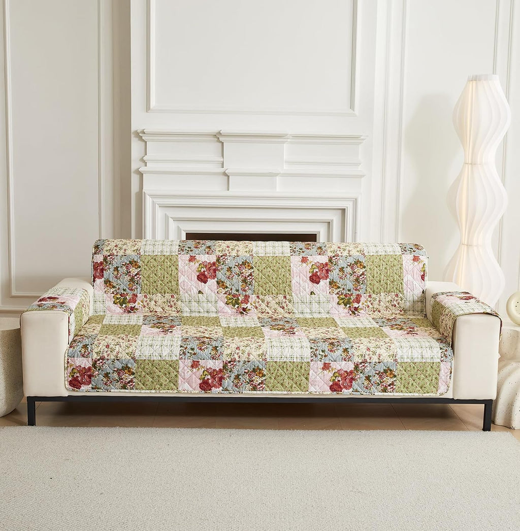 NON SLIP QUILTED SOFA PROTECTOR MAT - THICK PRINTED WITH STRAP