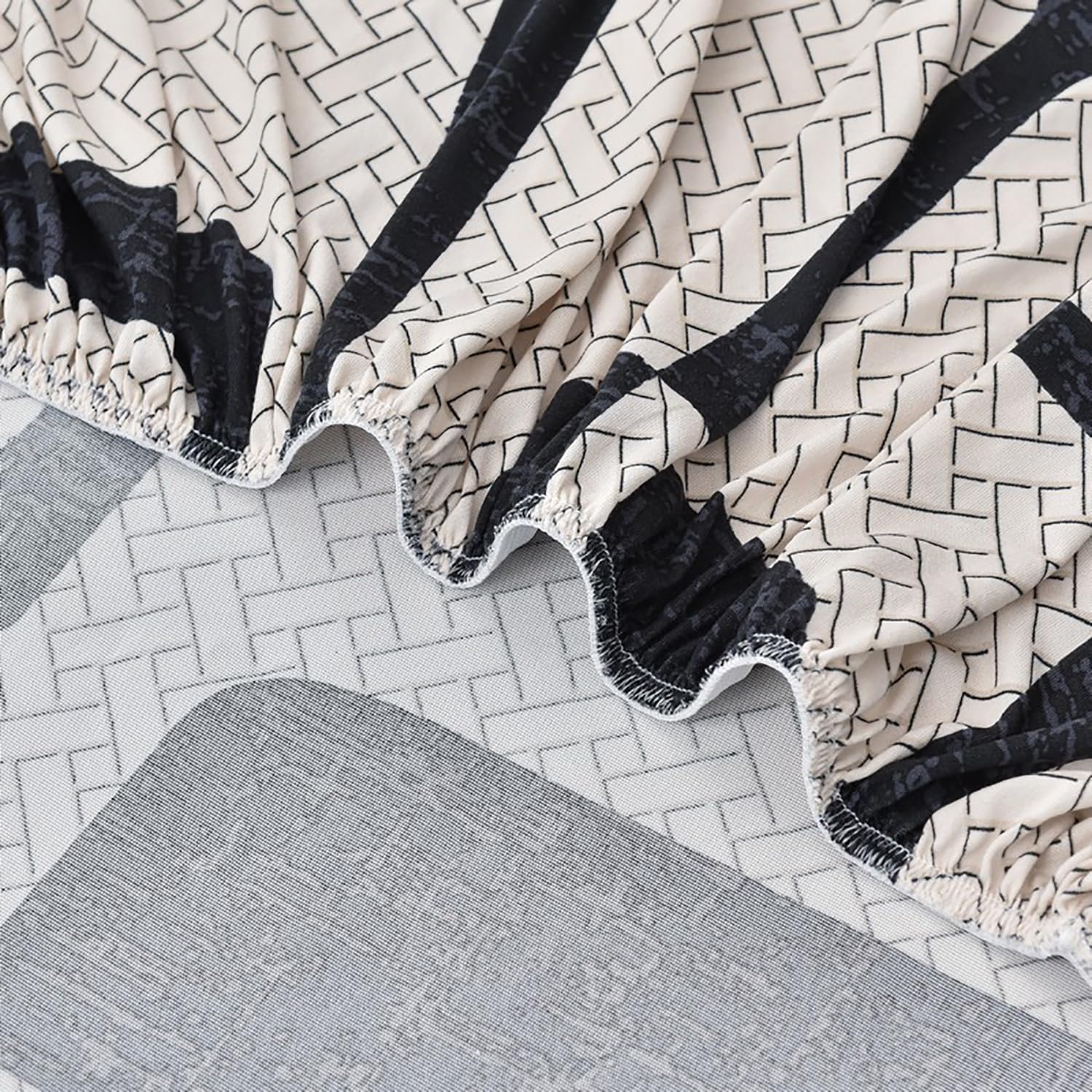 Premium Printed Recliner Sofa Cover : Luxe Monochrome