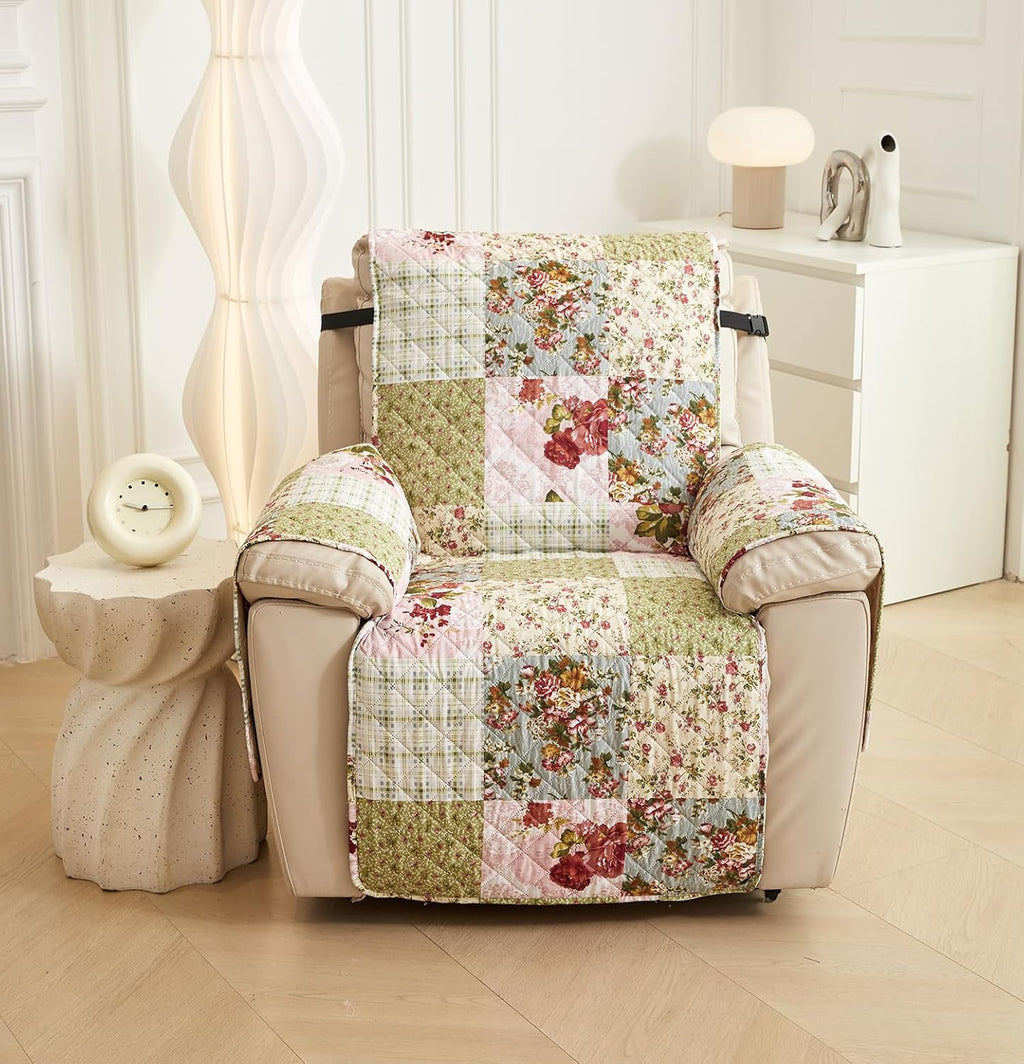 WATERPROOF QUILTED RECLINER COVER - FLORA JADE