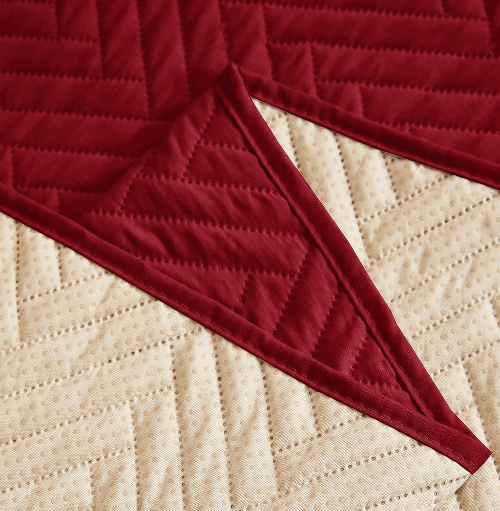 NON SLIP QUILTED SOFA PROTECTOR MAT - PLAIN MAROON