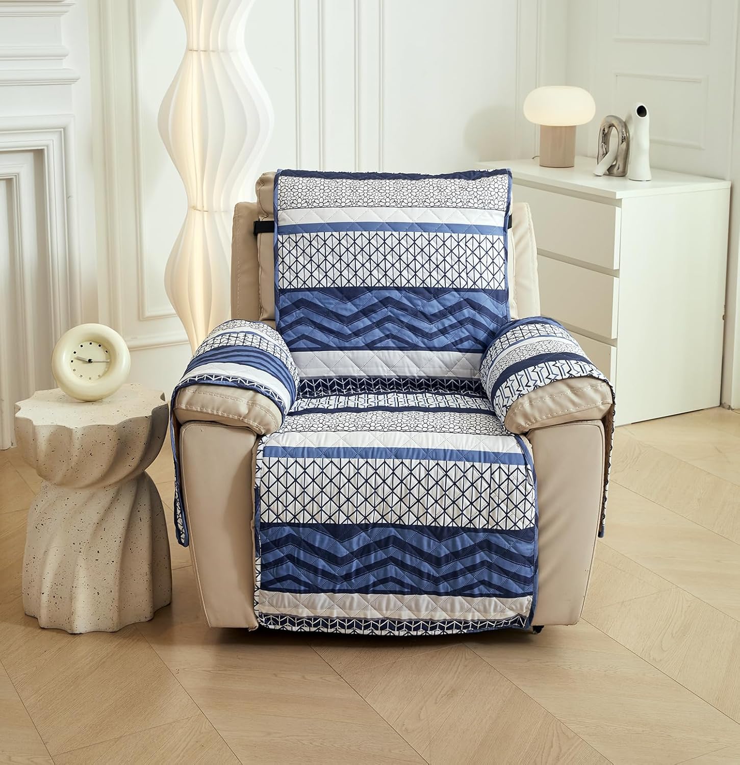 WATERPROOF QUILTED RECLINER COVER - BOHO NAVY