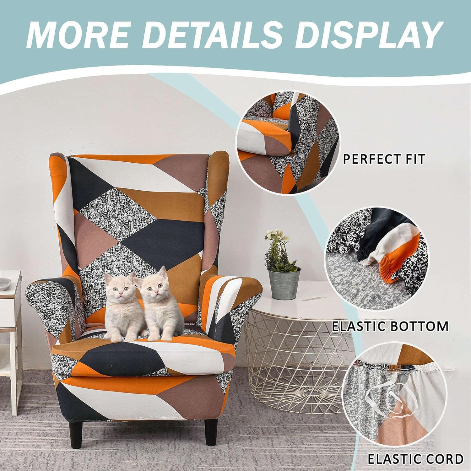 SnugFit Wingback Chair Slipcover - Prism Orange