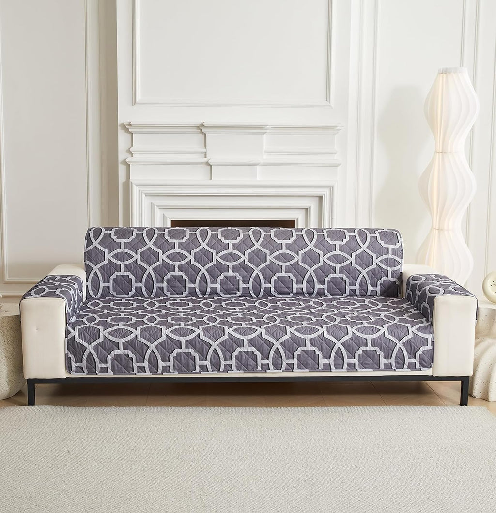 NON SLIP QUILTED SOFA PROTECTOR MAT - THICK PRINTED WITH STRAP