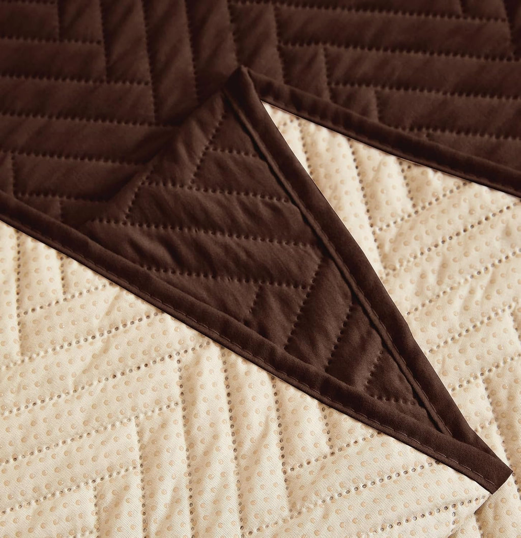 NON SLIP QUILTED SOFA PROTECTOR MAT - PLAIN BROWN