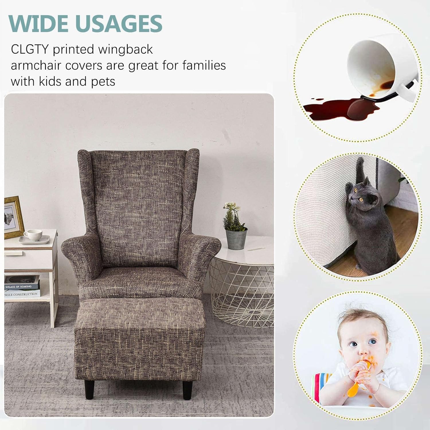 SnugFit Wingback Chair Slipcover - Woody Brown