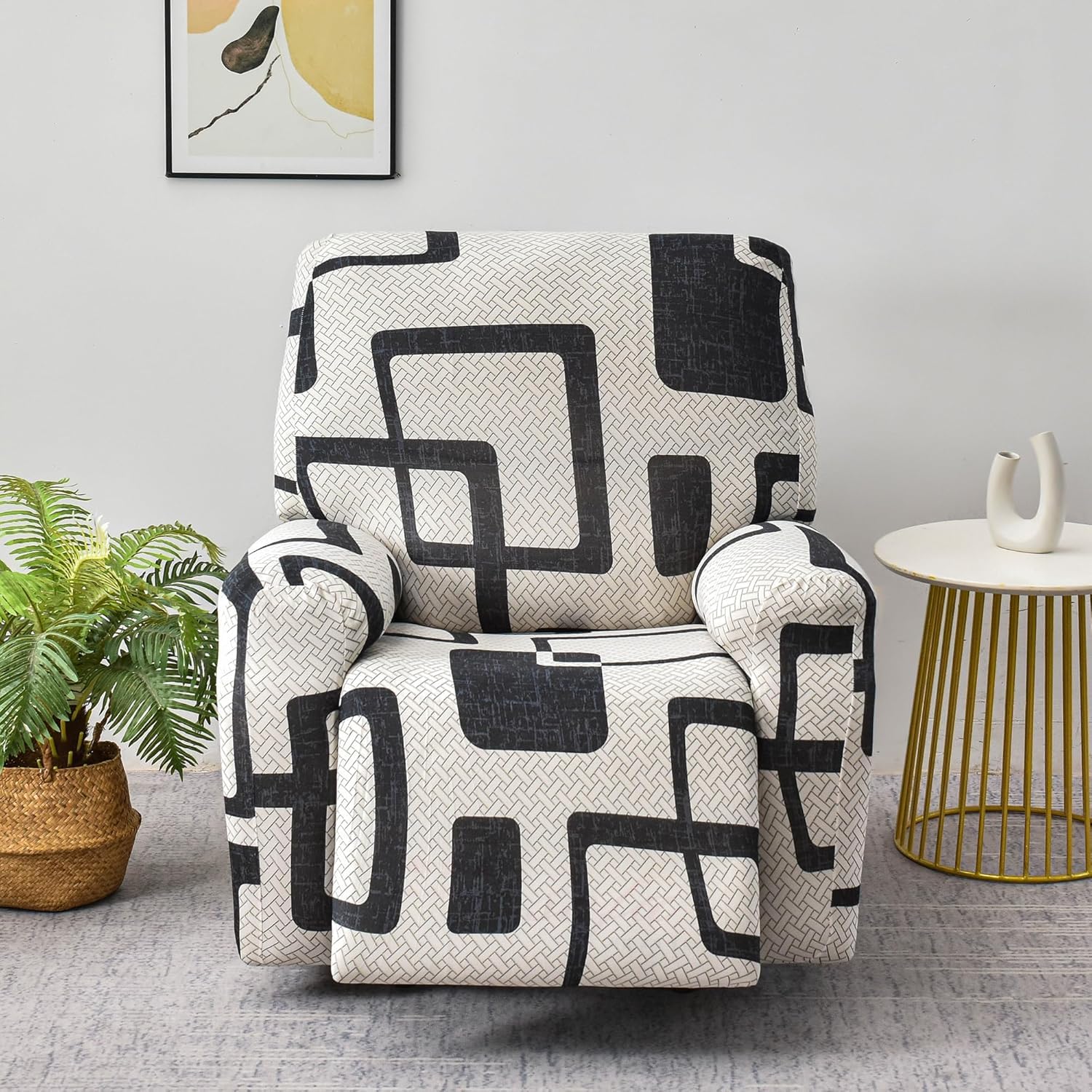 Premium Printed Recliner Sofa Cover : Luxe Monochrome