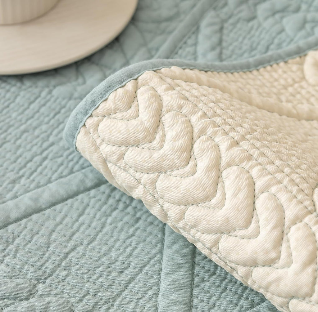 PREMIUM COTTON QUILTED SOFA MAT - POWDER BLUE