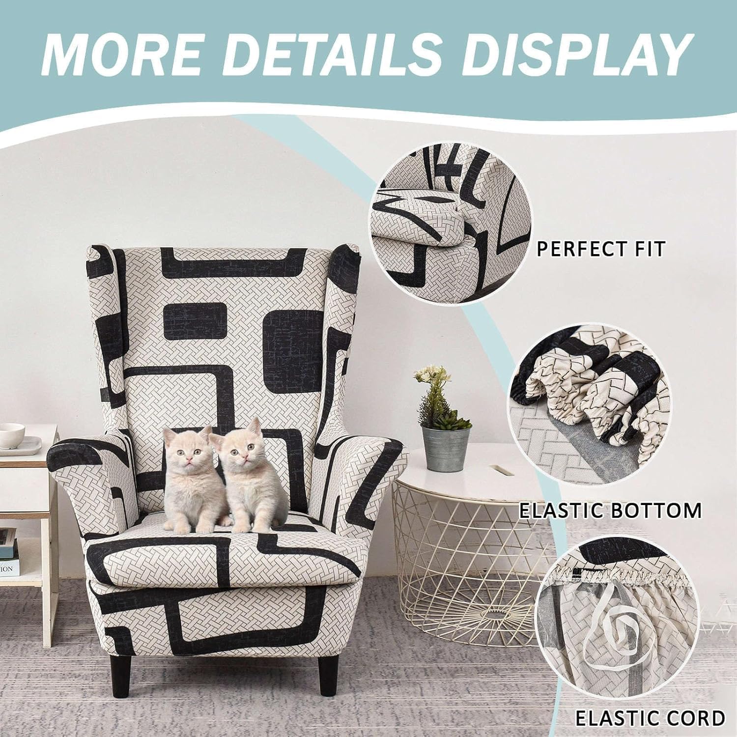SnugFit Wingback Chair Slipcover - Luxe Monochrome
