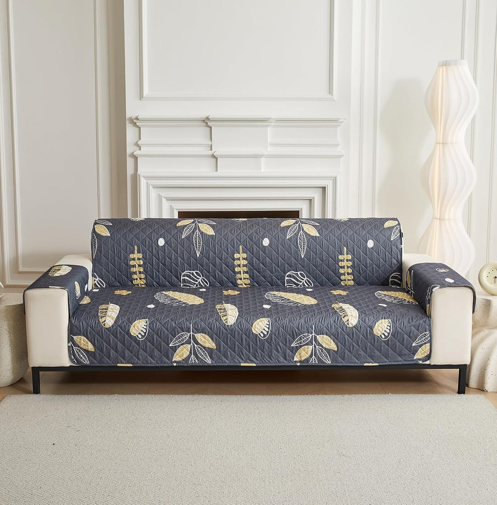 NON SLIP QUILTED SOFA PROTECTOR MAT - THICK PRINTED WITH STRAP