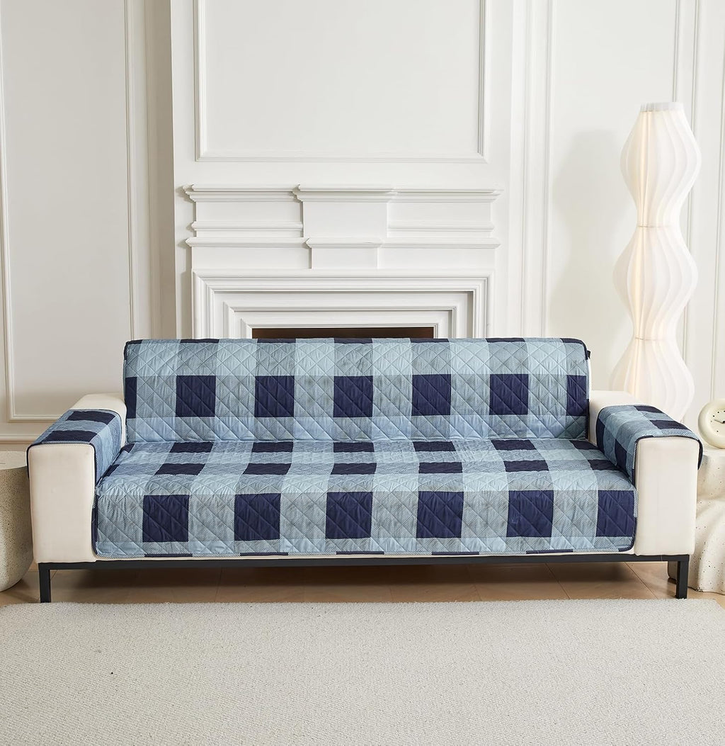 NON SLIP QUILTED SOFA PROTECTOR MAT - THICK PRINTED WITH STRAP