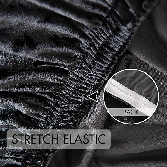 Tie-N-Dye Premium Wrinkle-Free Stretchable Chair Covers, Velvet Elegance Black (QHCC-112)