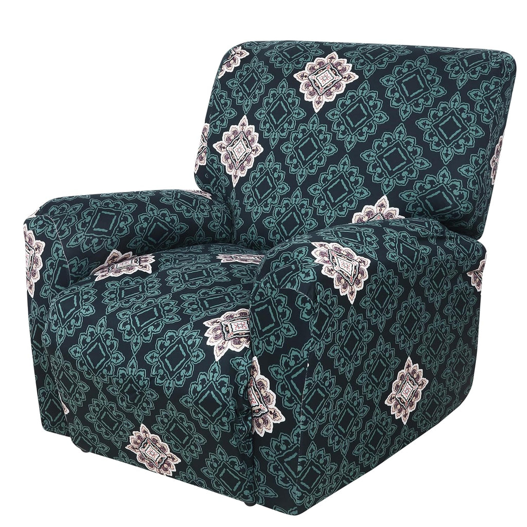 Premium Printed Recliner Sofa Cover : Green Brocade