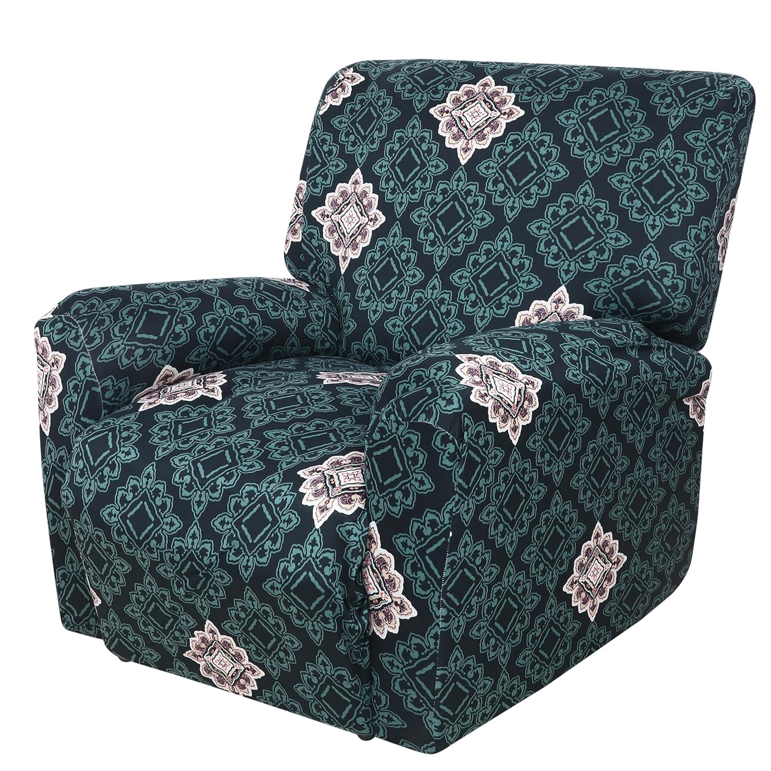 Premium Printed Recliner Sofa Cover : Green Brocade