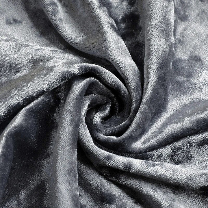 Tie-N-Dye Premium Velvet Sofa Cover – Wrinkle-Free, Stretchable, Crushed Elegance (Grey )