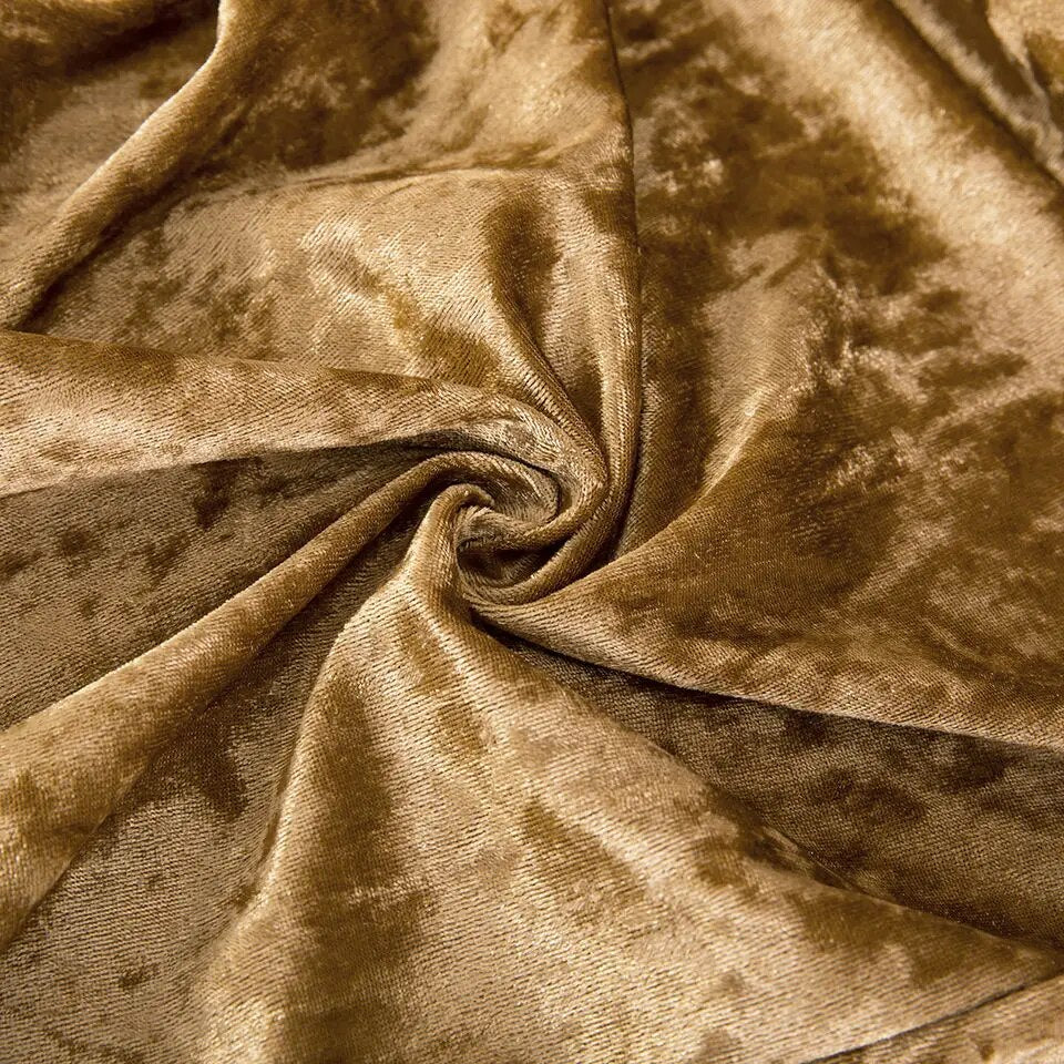 Tie-N-Dye Premium Wrinkle-Free Stretchable | Washable Plain Velvet Chair Covers , Golden (QHCC-095)