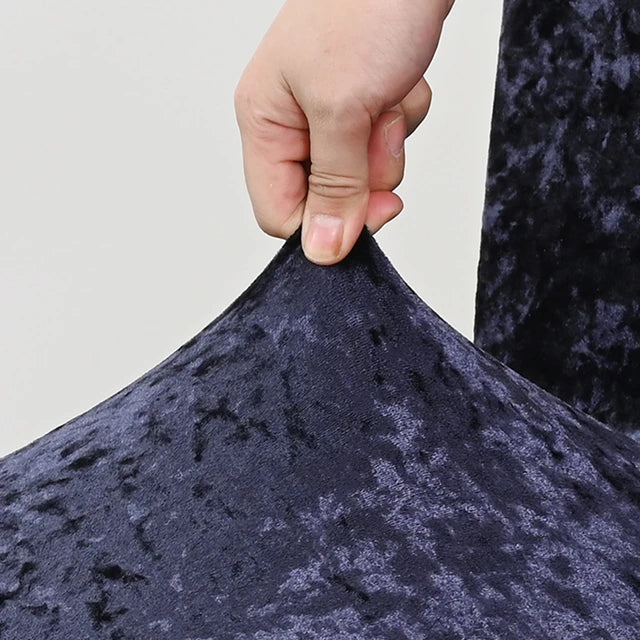 Tie-N-Dye Premium Wrinkle-Free Stretchable | Washable Plain Velvet Chair Covers| Navy Blue  (QHCC-125)