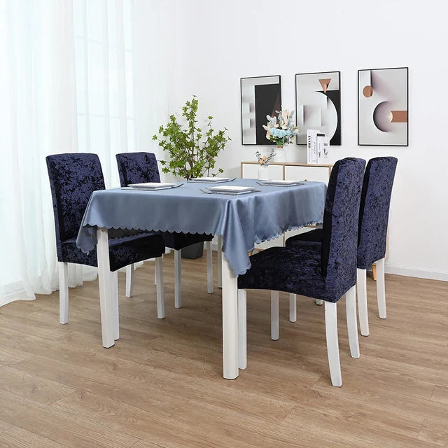 Tie-N-Dye Premium Wrinkle-Free Stretchable | Washable Plain Velvet Chair Covers| Navy Blue  (QHCC-125)