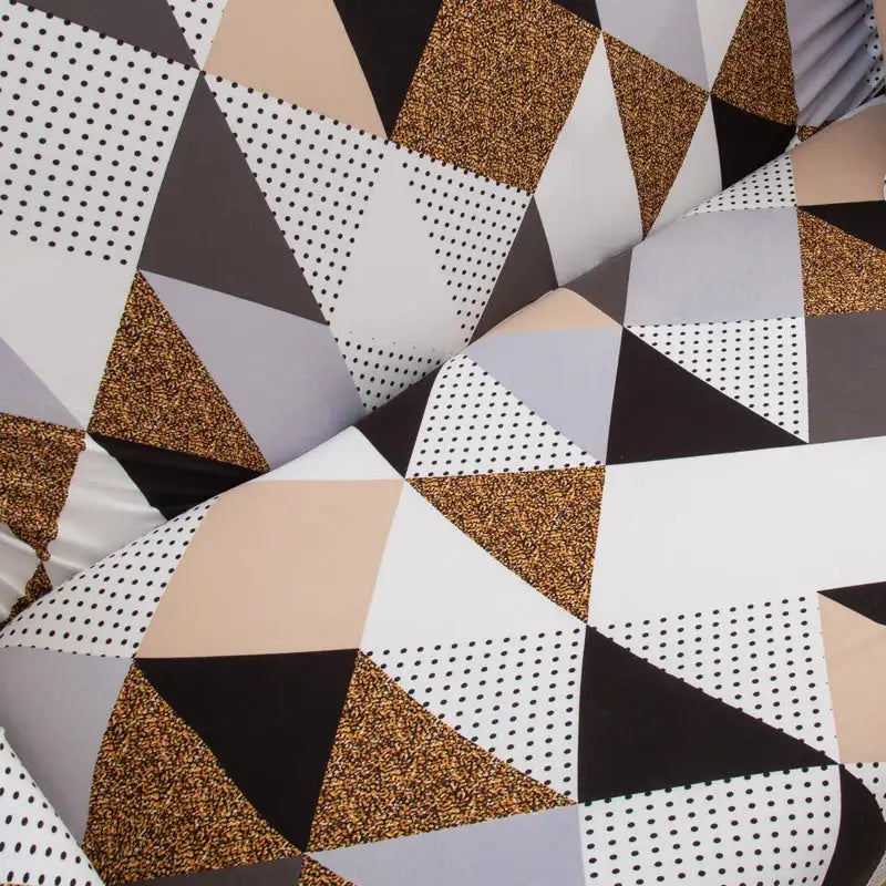 tie-n-dye Exclusive Stretchable Sofa Cover - Geometric Brown