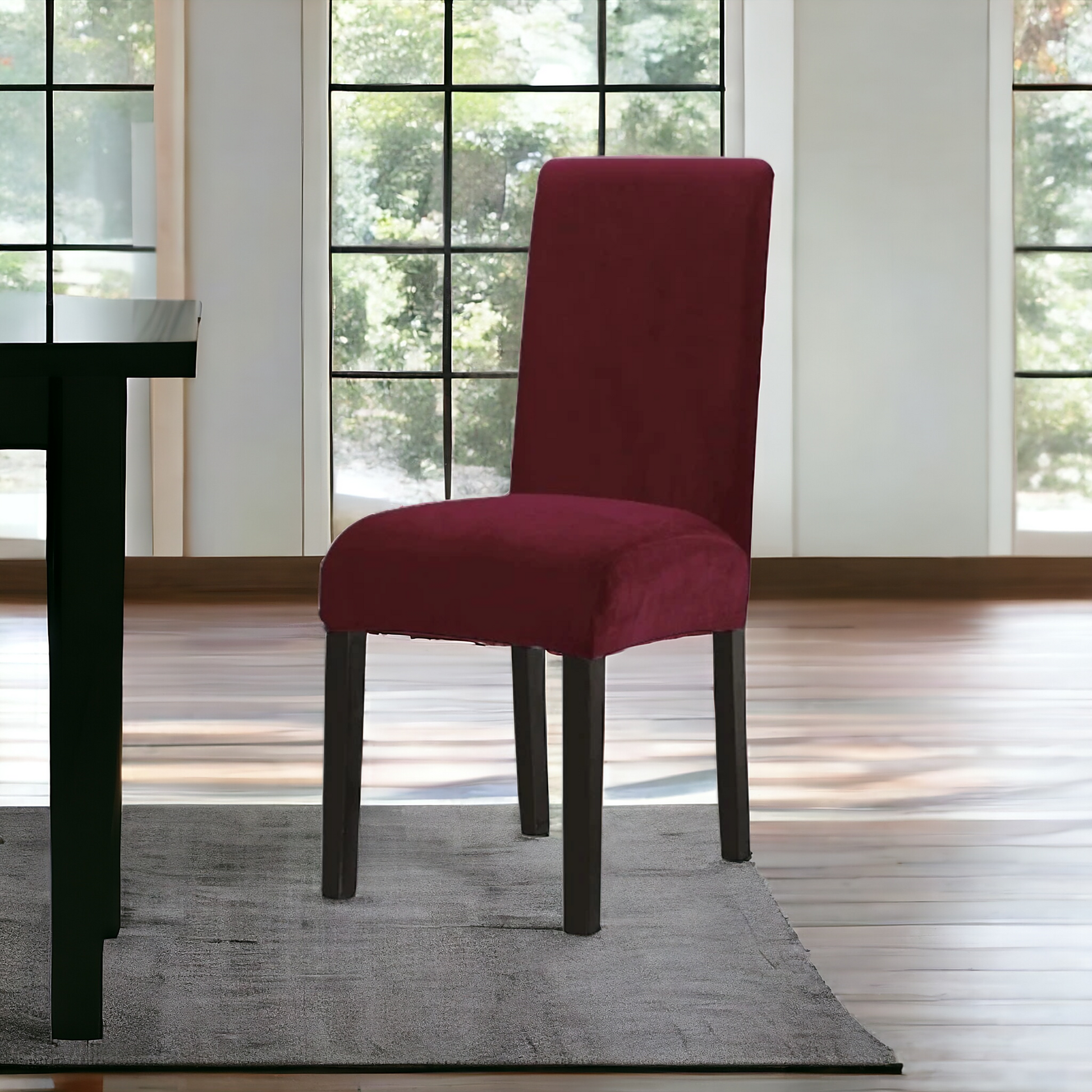 Tie-N-Dye Premium Wrinkle-Free Stretchable | Washable Plain Velvet Chair Covers, Red-Wine  (QHCC-126)