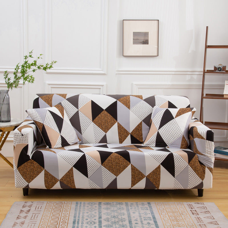 tie-n-dye Exclusive Stretchable Sofa Cover - Geometric Brown