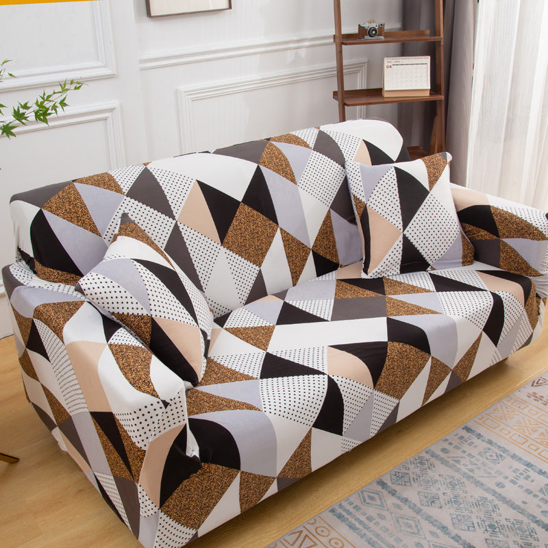 tie-n-dye Exclusive Stretchable Sofa Cover - Geometric Brown