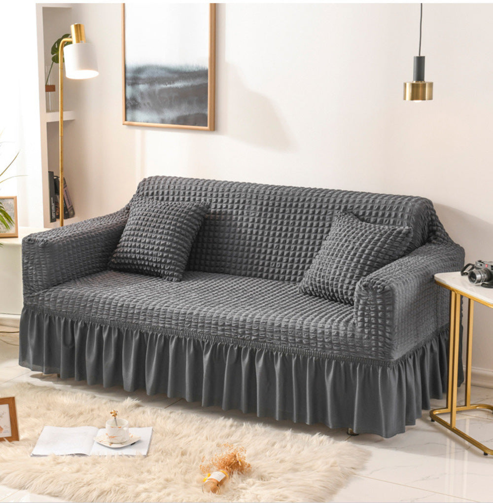 2025 Turkish Bubble Frill Sofa Covers : Dark Grey