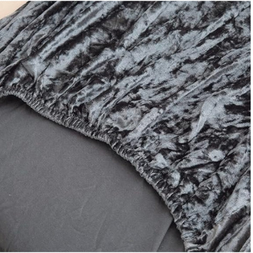 Tie-N-Dye Premium Wrinkle-Free Stretchable | Washable Plain Velvet Chair Covers |Dark Grey  (QHCC-170)
