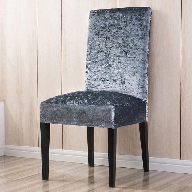 Tie-N-Dye Premium Wrinkle-Free Stretchable | Washable Plain Velvet Chair Covers ,Grey (QHCC-093)