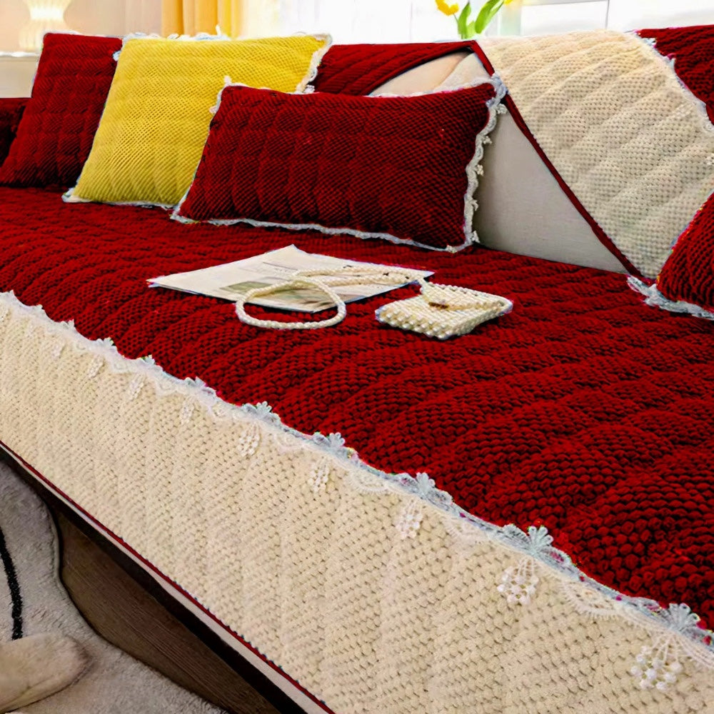 French Corduroy Lace Sofa Mat