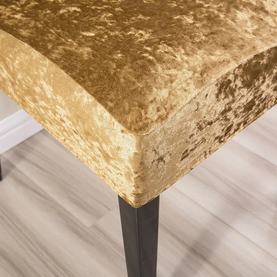 Tie-N-Dye Premium Wrinkle-Free Stretchable | Washable Plain Velvet Chair Covers , Golden (QHCC-095)