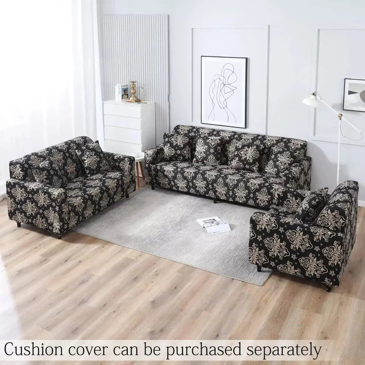 Tie-N-Dye Elegance: Floral brown Fitted Sofa Covers