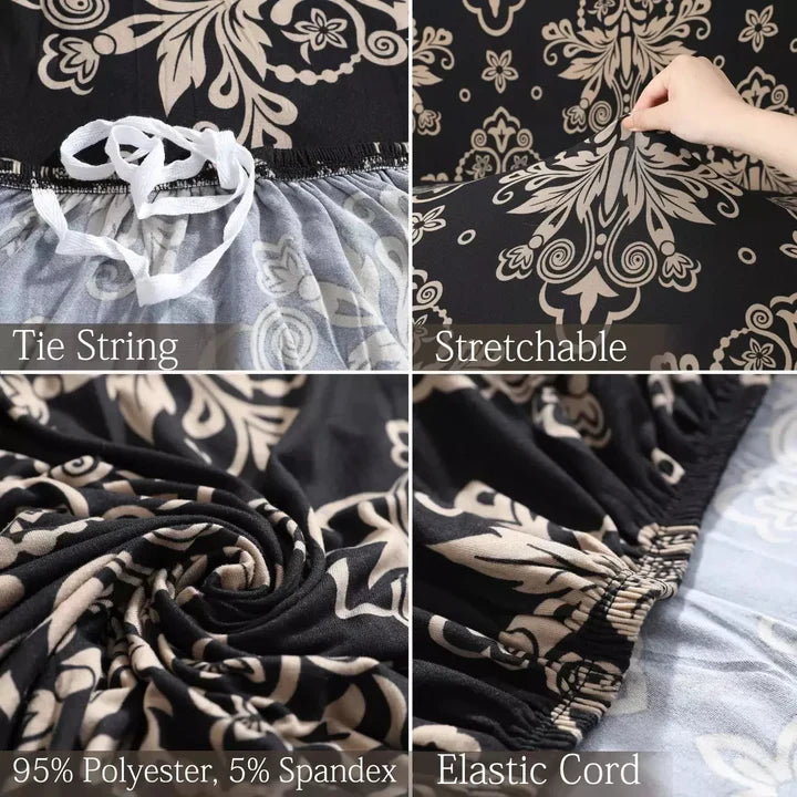 Tie-N-Dye Elegance: Floral brown Fitted Sofa Covers