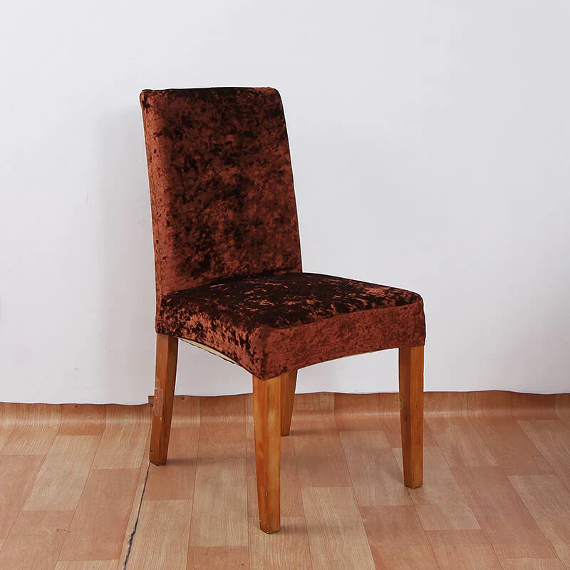 Tie-N-Dye Premium Wrinkle-Free Stretchable | Washable Plain Velvet Chair Covers , Crushed Velvet Brown (QHCC-138)