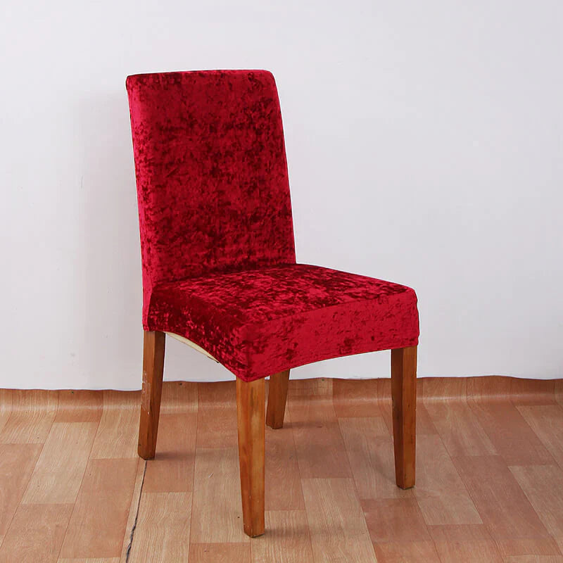 Tie-N-Dye Premium Wrinkle-Free Stretchable | Washable Plain Velvet Chair Covers Red (QHCC-141)