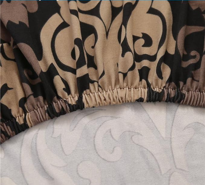 Tie-N-Dye Premium Wrinkle-Free | Elastic Stretchable | Washable|Velevet Chair Covers Brown Damask (QHCC-128)