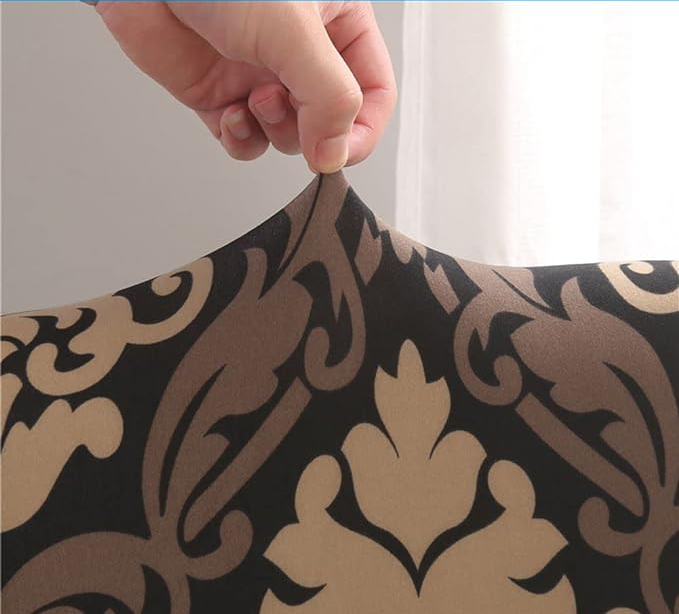 Tie-N-Dye Premium Wrinkle-Free | Elastic Stretchable | Washable|Velevet Chair Covers Brown Damask (QHCC-128)