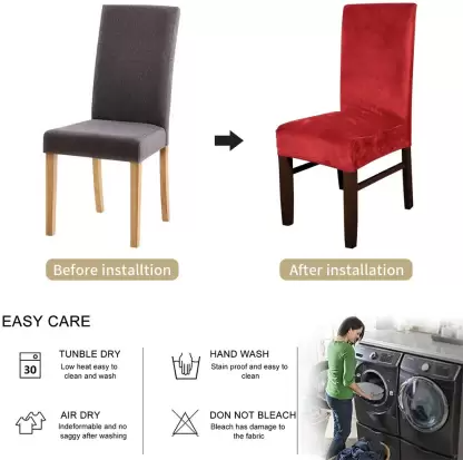Tie-N-Dye Premium Wrinkle-Free Stretchable | Washable Plain Velvet Chair Covers Red (QHCC-141)