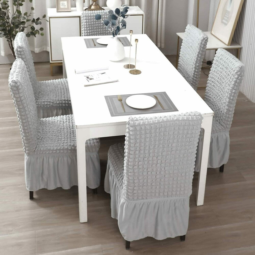 2025 Turkish Bubble Frill Chair Covers : Light Grey