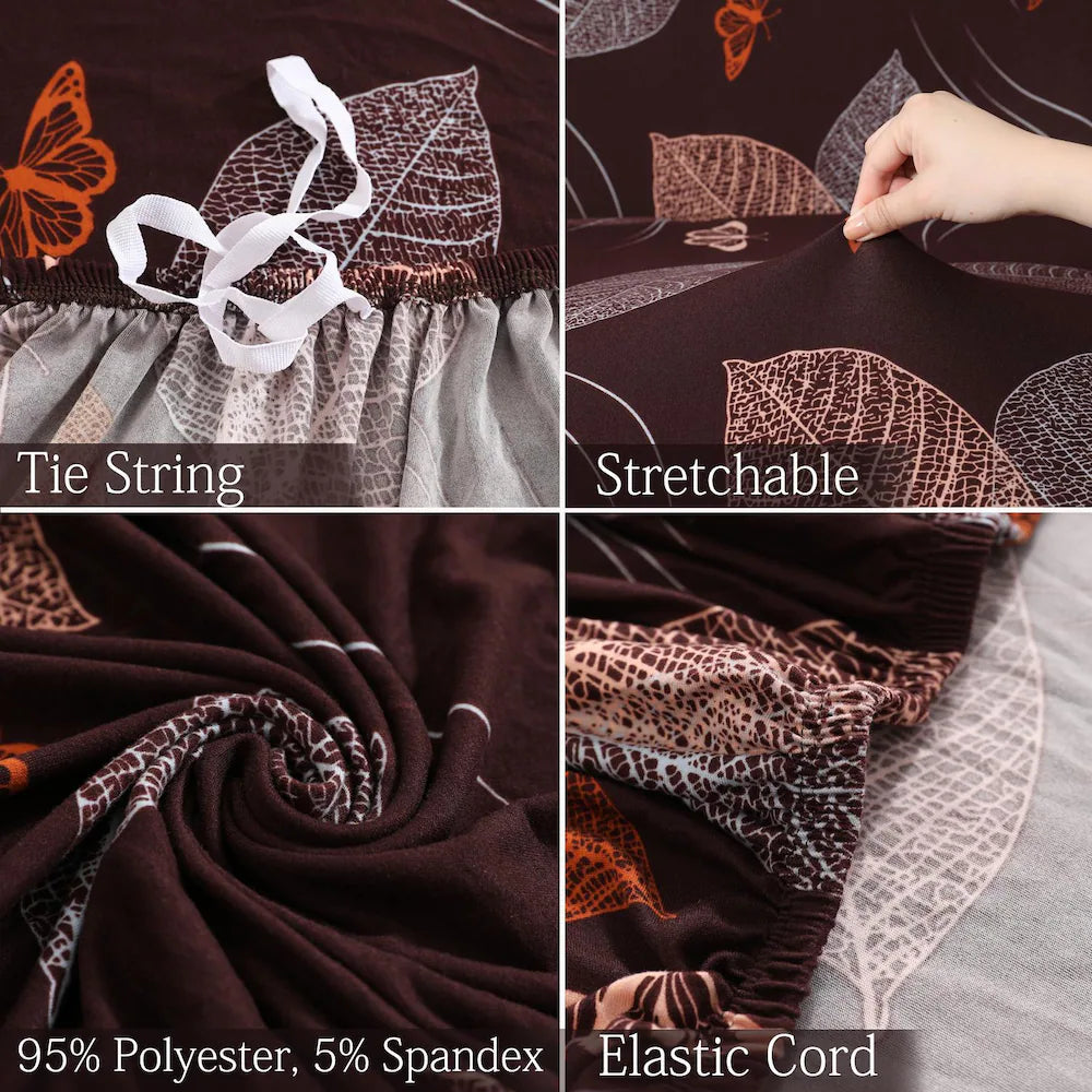 L Shape Sofa Cover - Choco Leaf