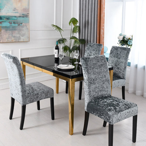Tie-N-Dye Premium Wrinkle-Free Stretchable | Washable Plain Velvet Chair Covers |Dark Grey  (QHCC-170)
