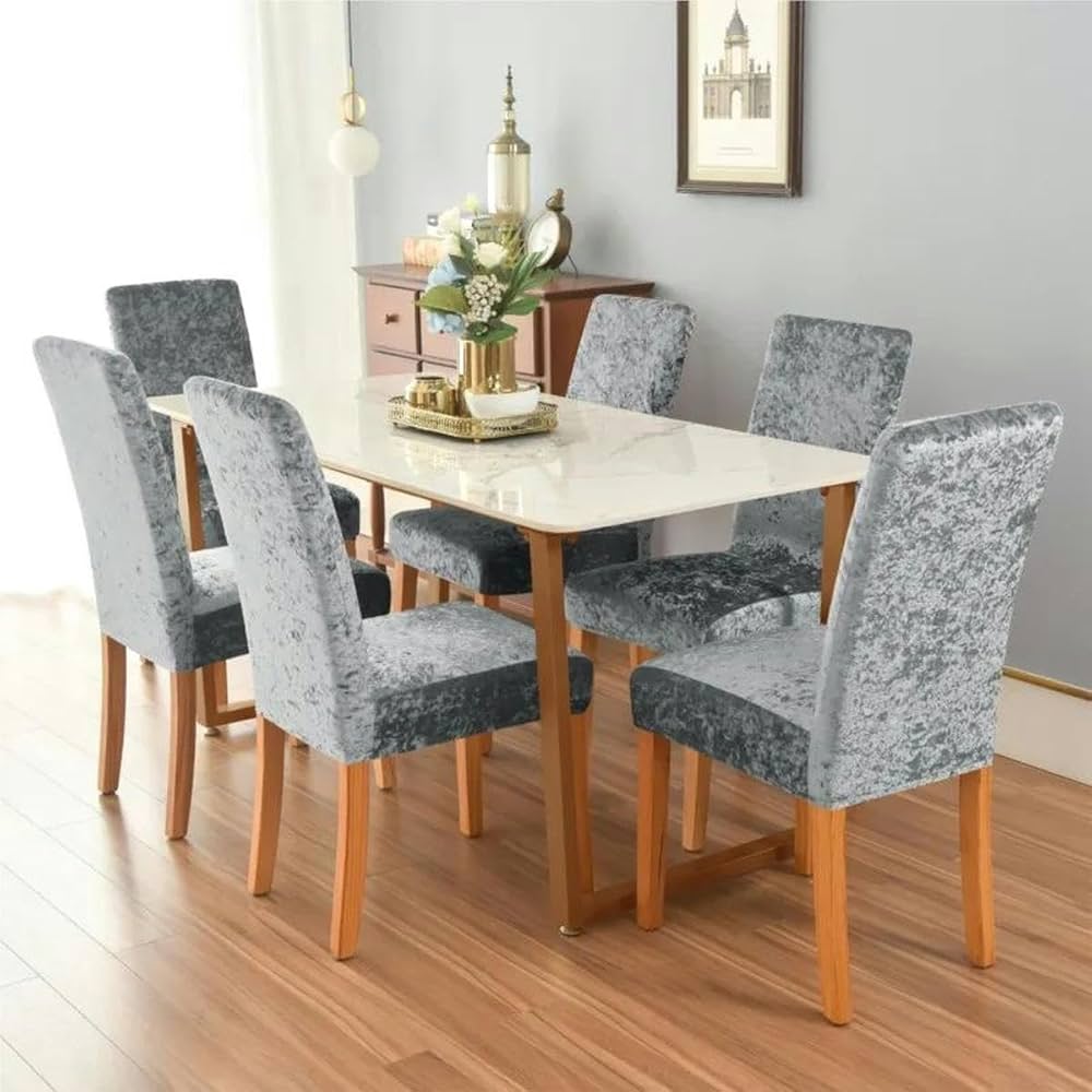 Tie-N-Dye Premium Wrinkle-Free Stretchable | Washable Plain Velvet Chair Covers |Dark Grey  (QHCC-170)