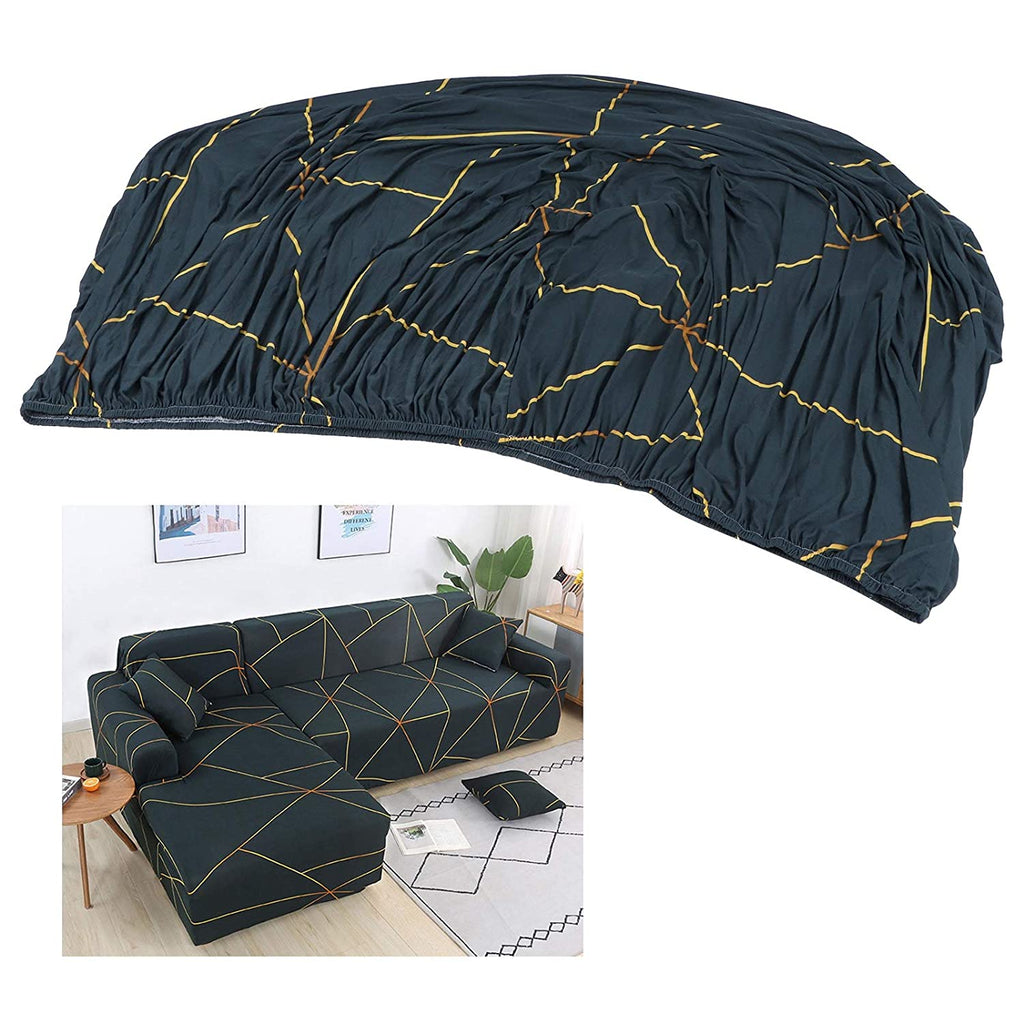 Tie-N-Dye L Shape Premium Extensible Sofa Cover  gold Prism