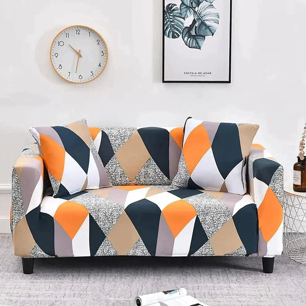 Tie-N-Dye Premium Elastic & Stretchable Non-Slip Sofa Cover – Prism Orange